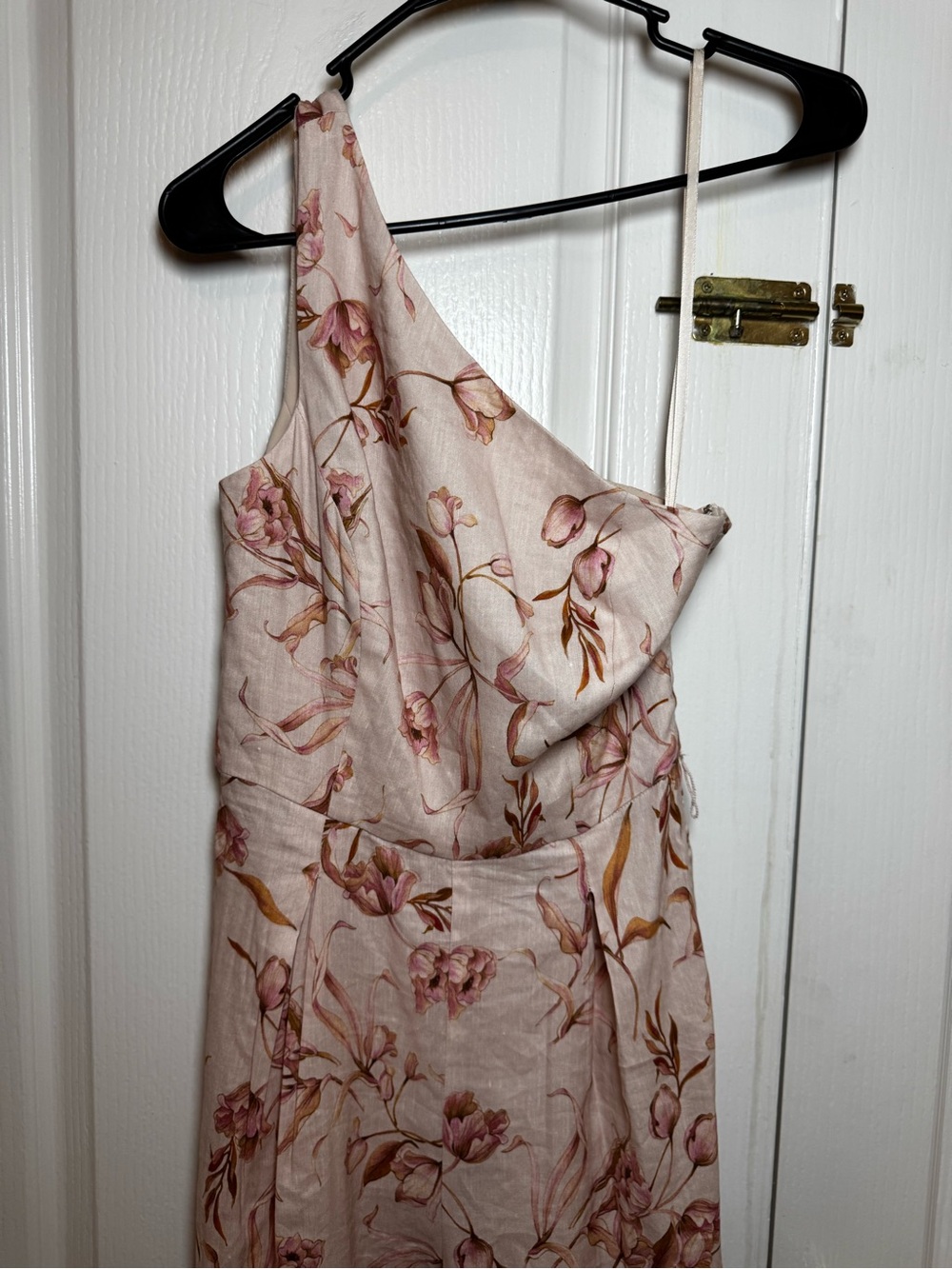 Antonio Melani Floral One Shoulder Wide Leg Jumpsuit Pink Size 0 NO BELT - Picture 3 of 6